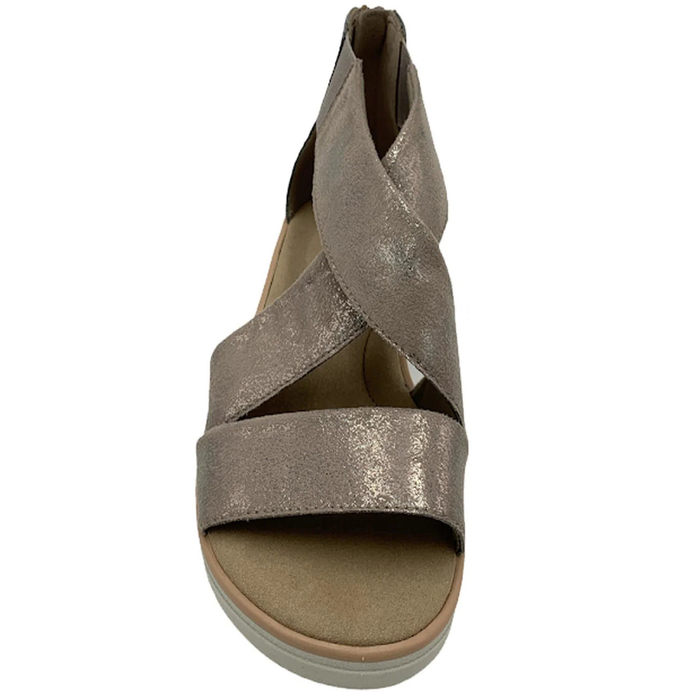 Clarks Collection Wedge Sandals Jillian Rise Pewter Metal - Wide - Picture 3 of 5